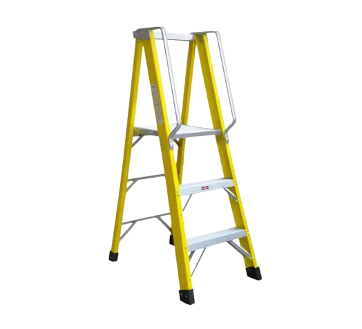 Escalera de Tijera 3 Peldaños Fibra de Vidrio Pasamanos Aluminio